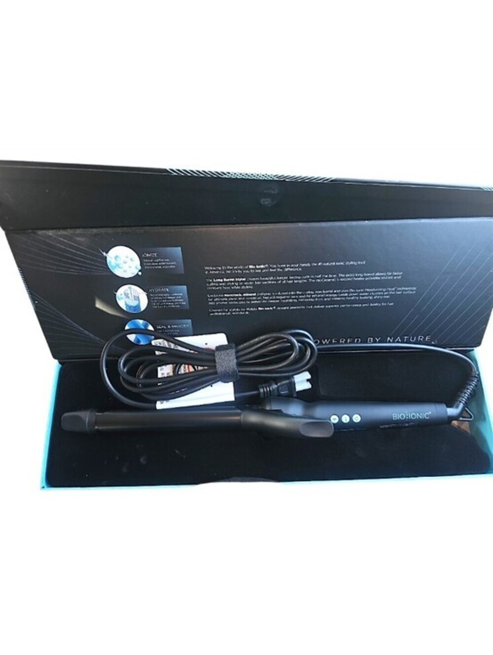 Bio Ionic Long Barrel Styler 1" Pro Curling Iron Nanoionic Ceramic NEW Open Box - Picture 2 of 6